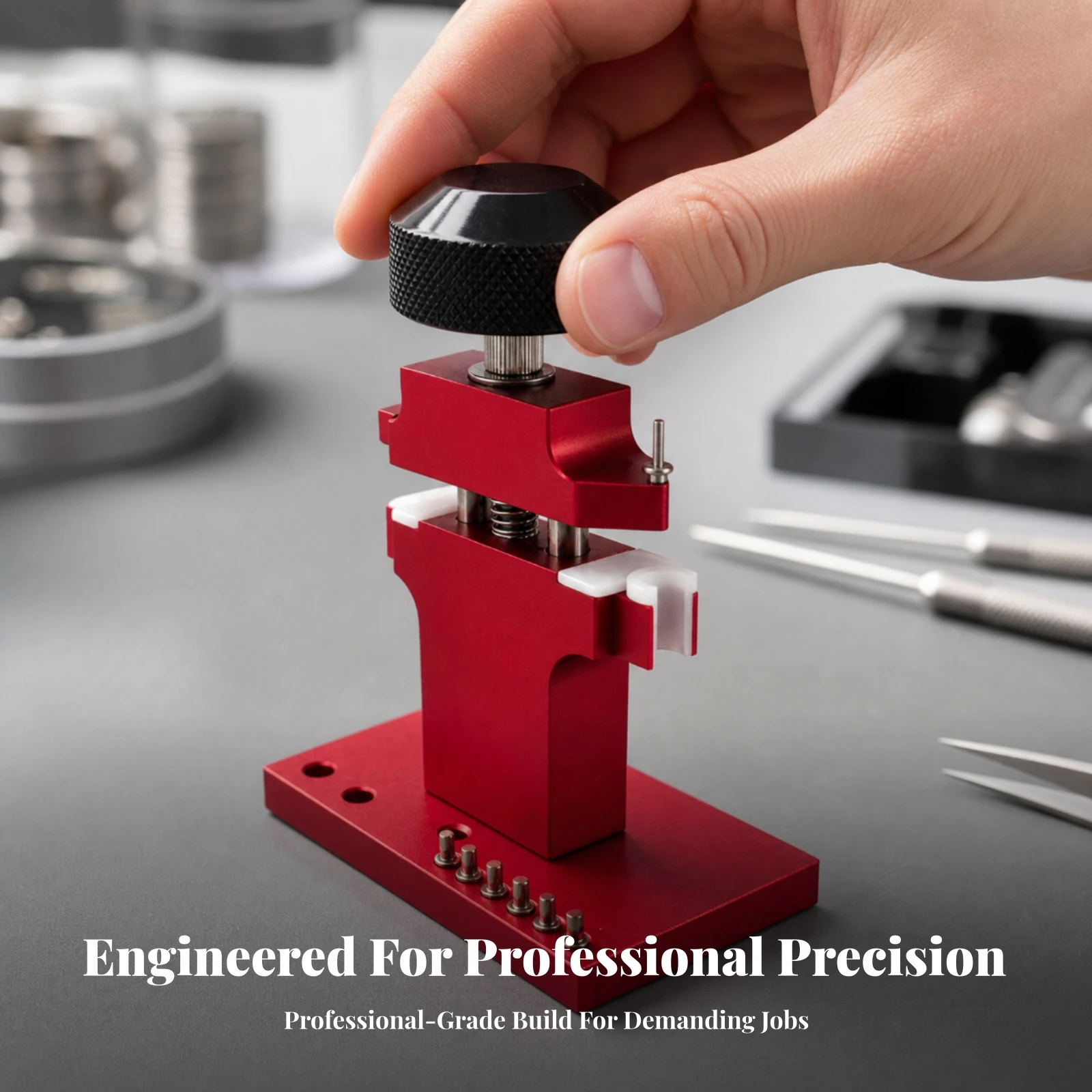 Professional Tube Installation Tool Pressing Mechanism, Bench-Style Metal Structure, Watch Tube Remover, for Workbench