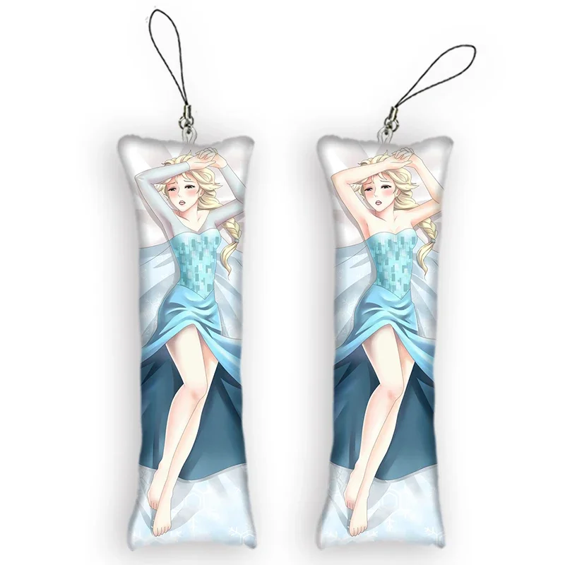 Frozen Elsa Anime Pendants Mini Pillow Decoration Keychain Double Sides Printed Pillow Hanging Ornament Phone Strap Cute Gifts