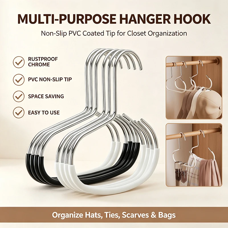 5pcs Versatile Round Hook Caps Organizer For Closet For Daily Use Non-slip Cap Hanger Scarf Towel Tie Storage Holder MZSNJ01
