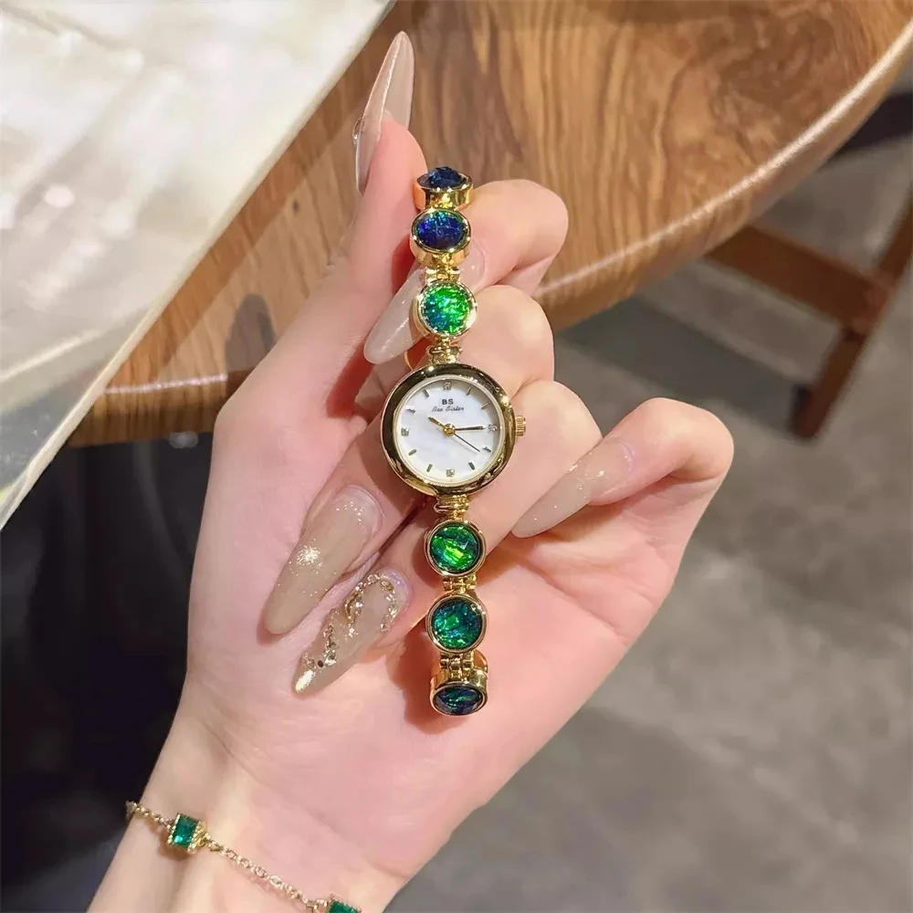 BS Bee Sister Women's Watch Luxury Fashion High Quality Watches For Woman Ladies Gifts Malachite Bracelet Wristwatch