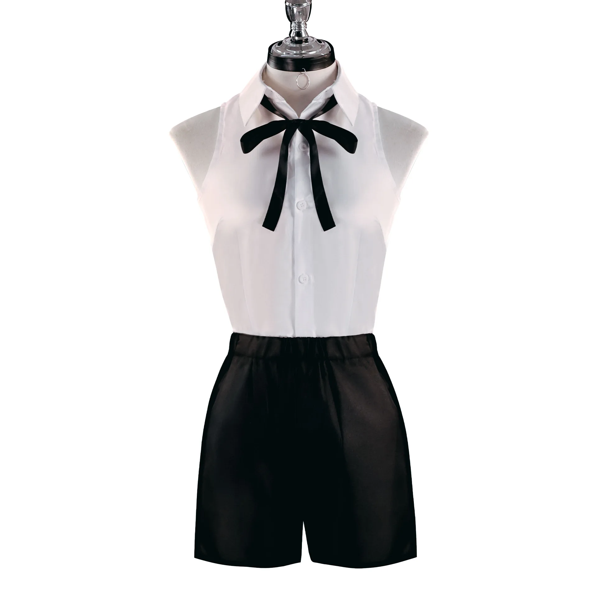 Disfraz de motosierra de Anime Reze, traje de camisa, corbata, peluca corta, anillo para el cuello, uniforme de Anime para Halloween, fiesta de Carnaval para chica