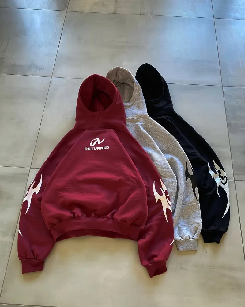 Y2K الأمريكية إلكتروني الطباعة القوطية شارع العليا Harajuku الرجال الملابس هوديي الشرير زوجين البلوز الشارع الشهير الهيب هوب هوديس