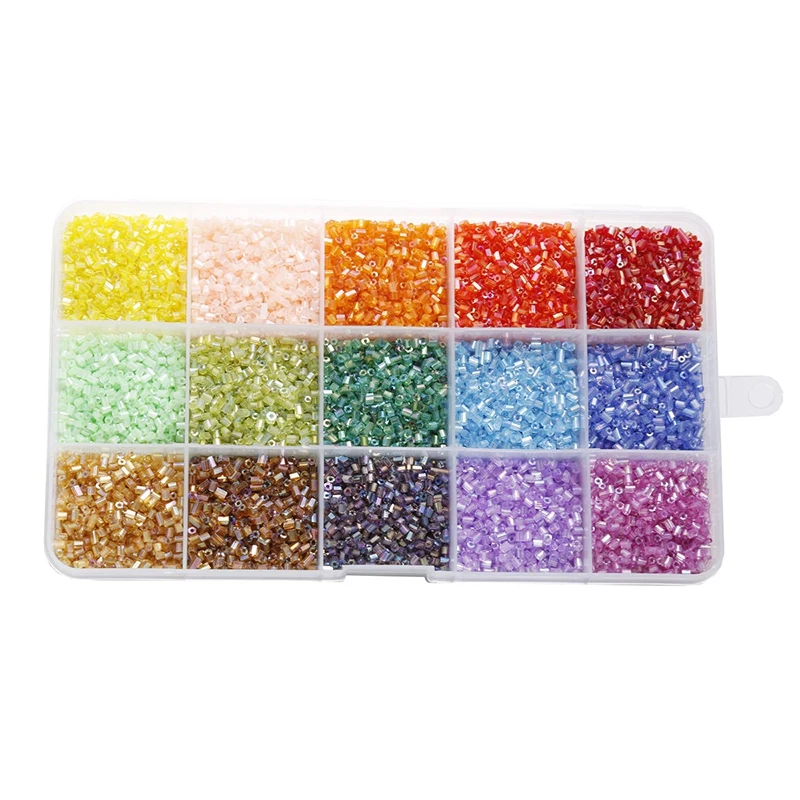 Colored Tube Beads Crystal Glass Beads DIY Seed Beads Spacer Beads for Jewelry Making