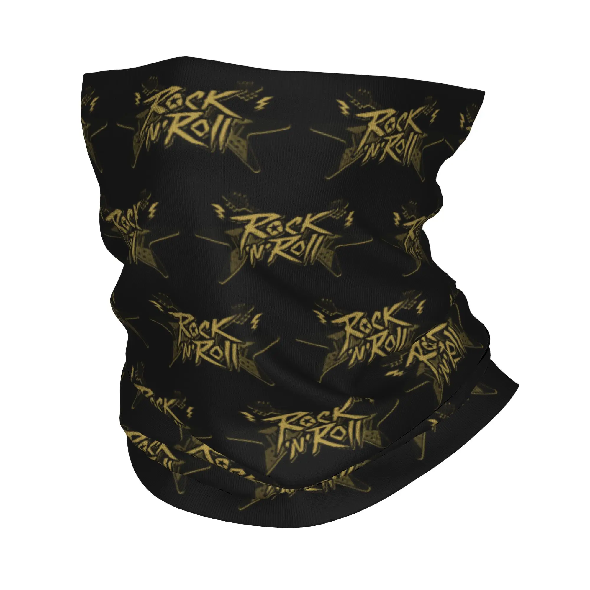 Custom Rock And Roll Bandana Neck Gaiter Windproof Face Scarf Cover Women Men Rock Skull Headwear Tube Balaclava