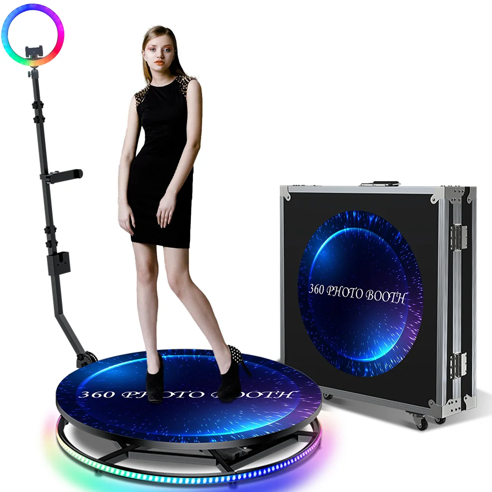 360 Photo Booth Automatic Rotating Selife Machine for Wedding Parties 360 Video Booth 80cm 100cm for 1-7 People