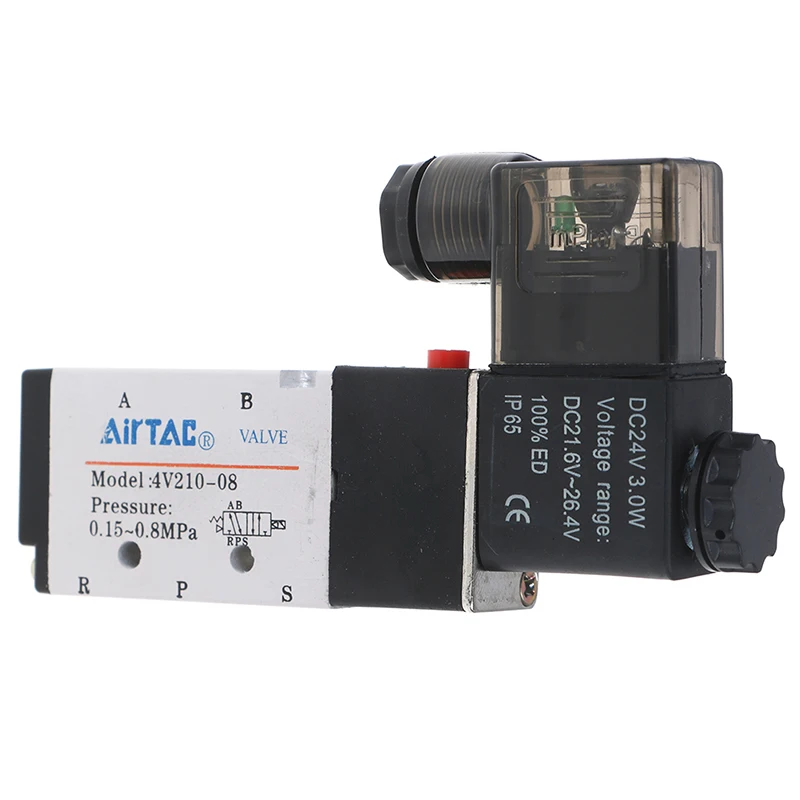 1Pc New 5 Way 2 Position 1/4'' Airtac Solenoid Valve 4V210-08 DC24V.