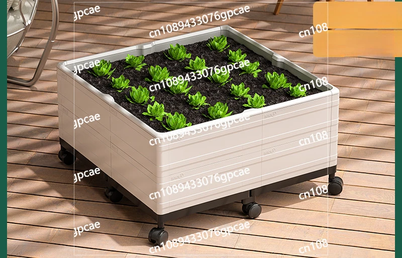 Growing Vegetables on The Roof Movable Flower Pot Outdoor Courtyard Family Outdoor Balcony Vegetable Planting Box with Wheels