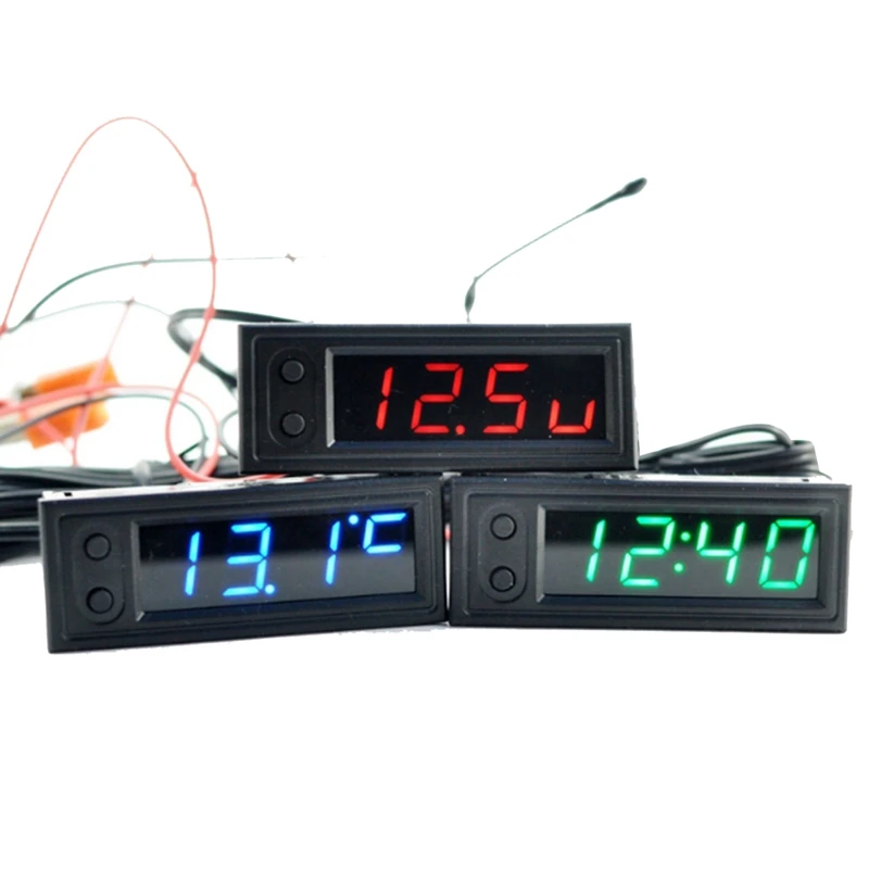 Car Clock Universal Automotive Digital Clock Date 3 In 1 LCD Display Electronic Temperature Noctilucent Trim