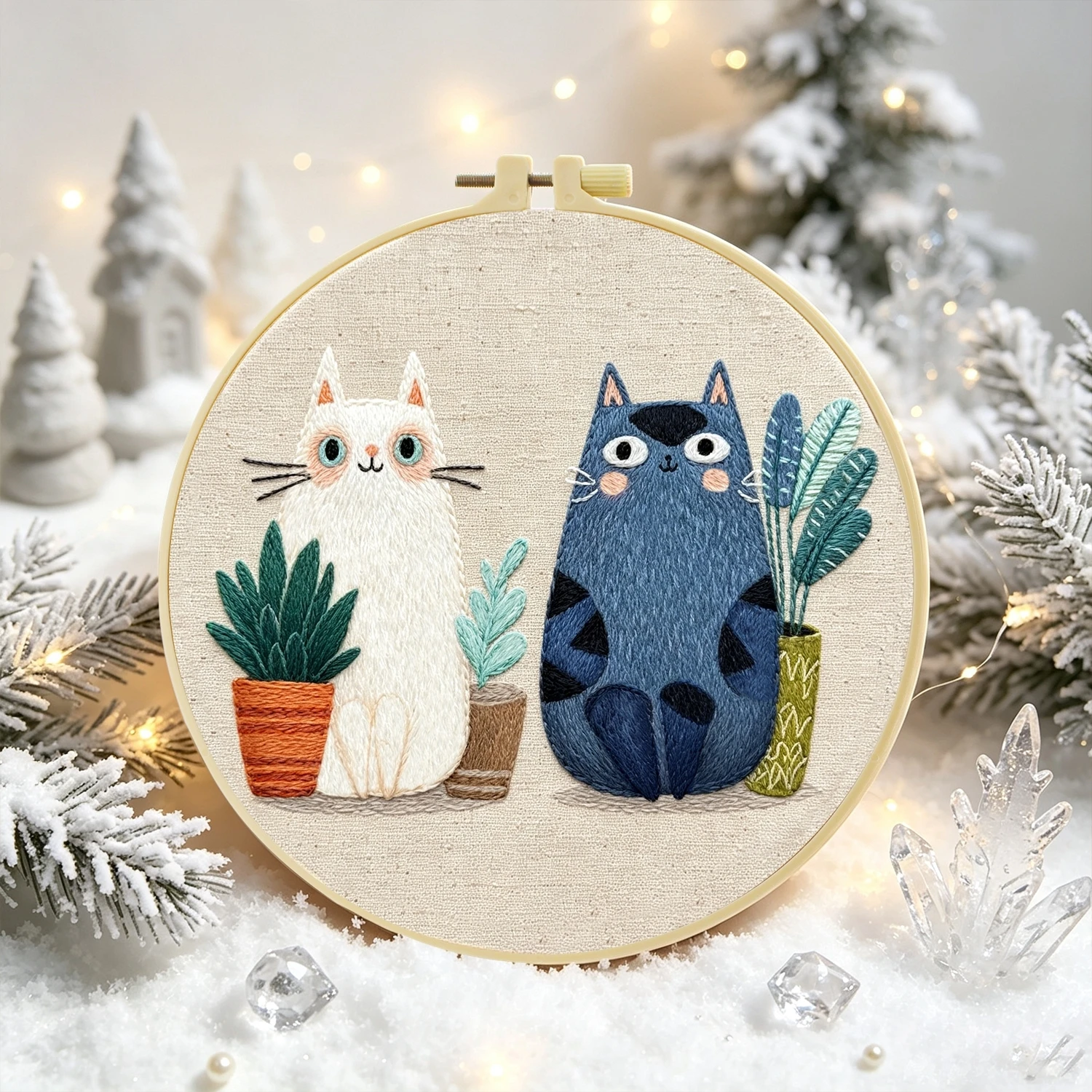 1 Set Topfkatzen DIY-Stickerei-Set für Anfänger, Stick-Starter-Kit, Kreuzstich-Kunstgeschenk, Handarbeits-Bastelset – Detail 5