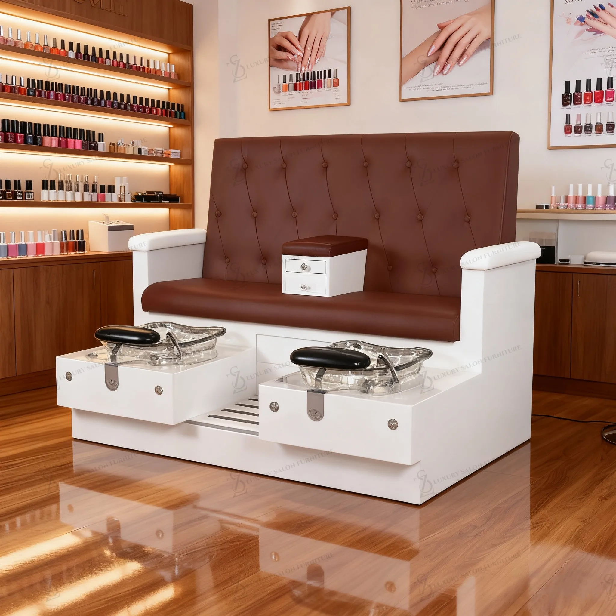 New Design Double Seaters Foot Massage Chair Salon Manicure Foot Massage Pipeless Foot Spa Massage Throne Pedicure Chair