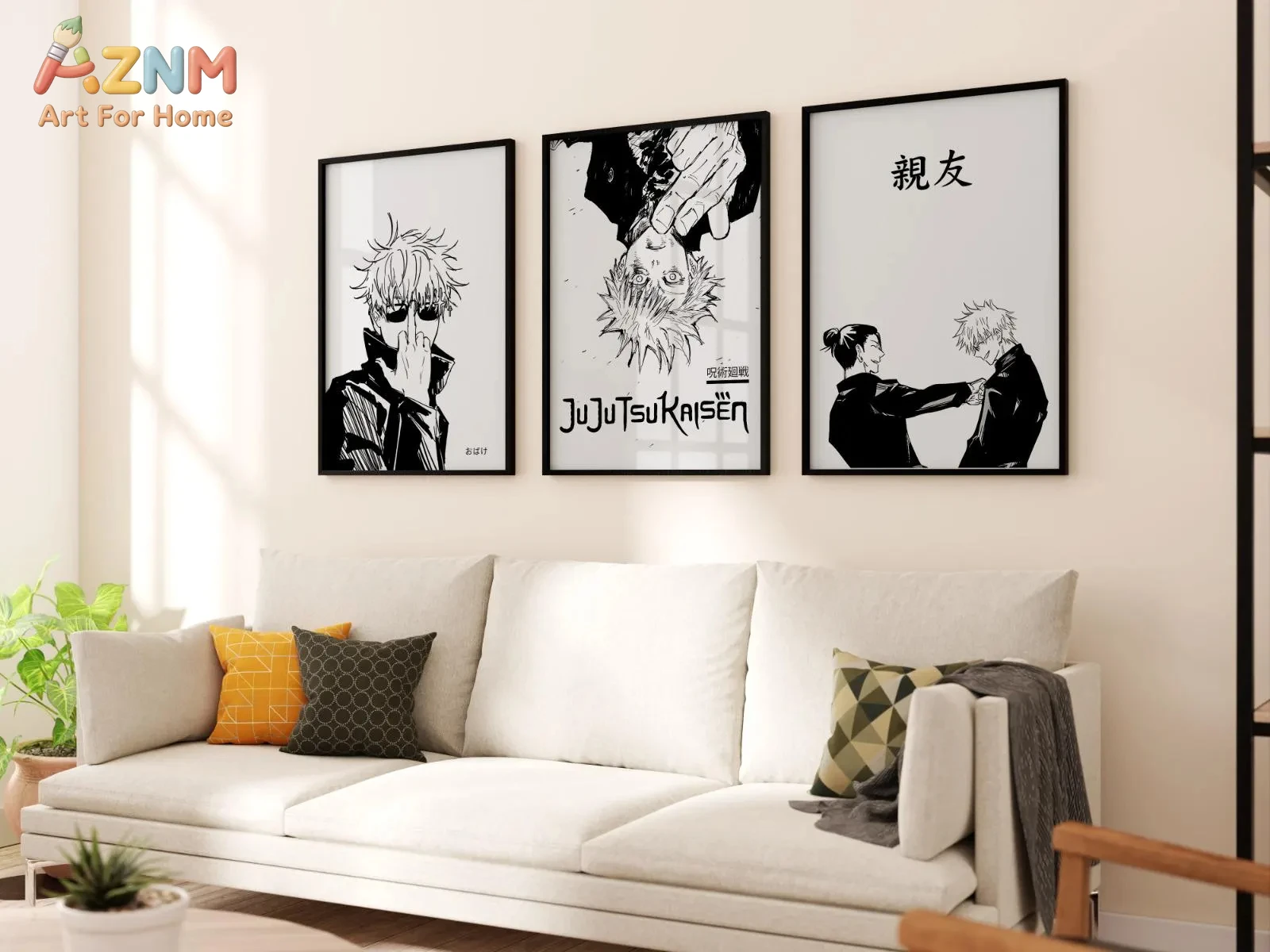3-teiliges Japanisches Poster-Set Jujutsu Kaisen: Anime Manga Kunstdruck für Wohnzimmer Schlafzimmer Büro Heim-Dekoration