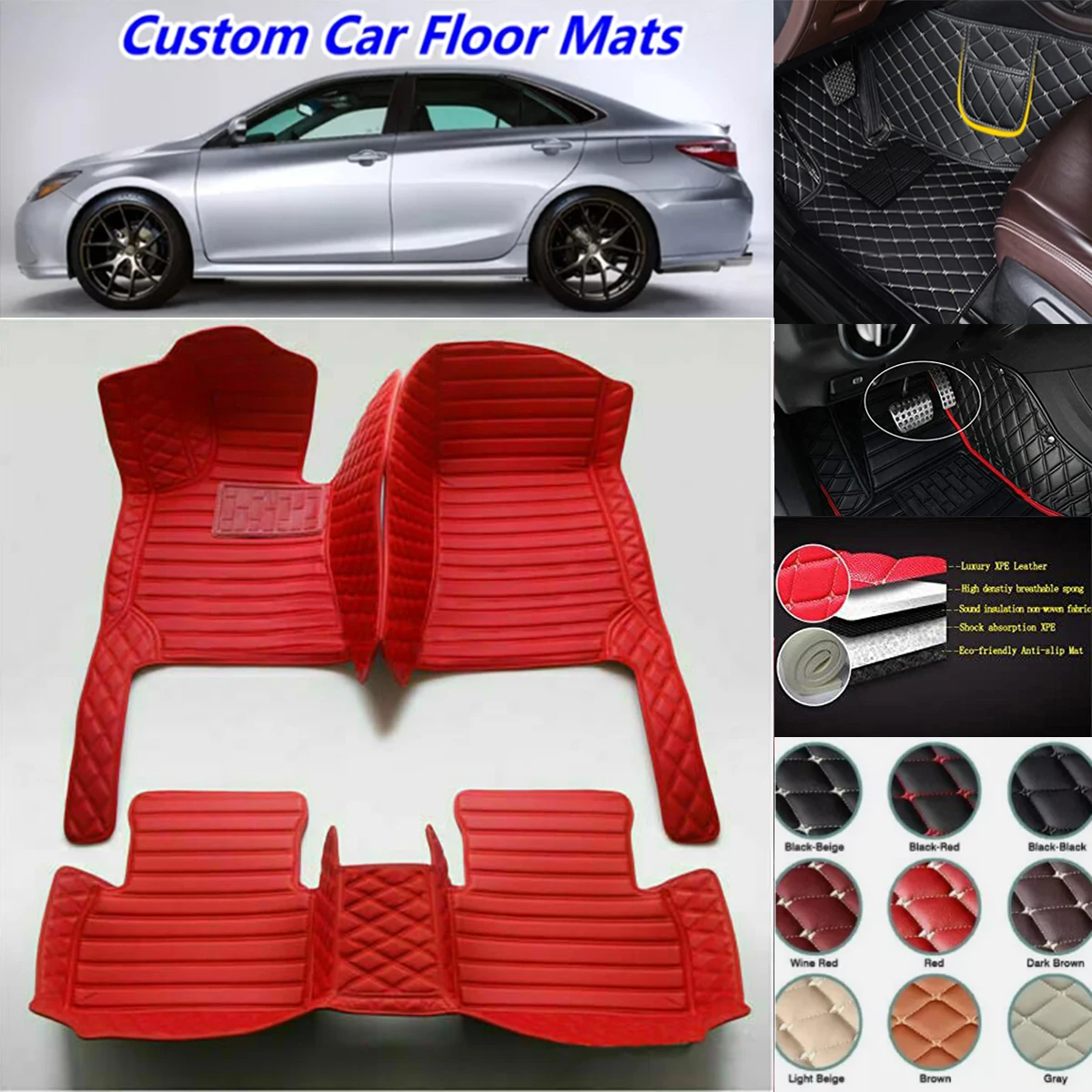 

3D PU-leather Waterproof Custom Car Floor Mats For Suzuki Vitara 2015-2023 Years Auto Carpets Foot Coche Accessorie Liners