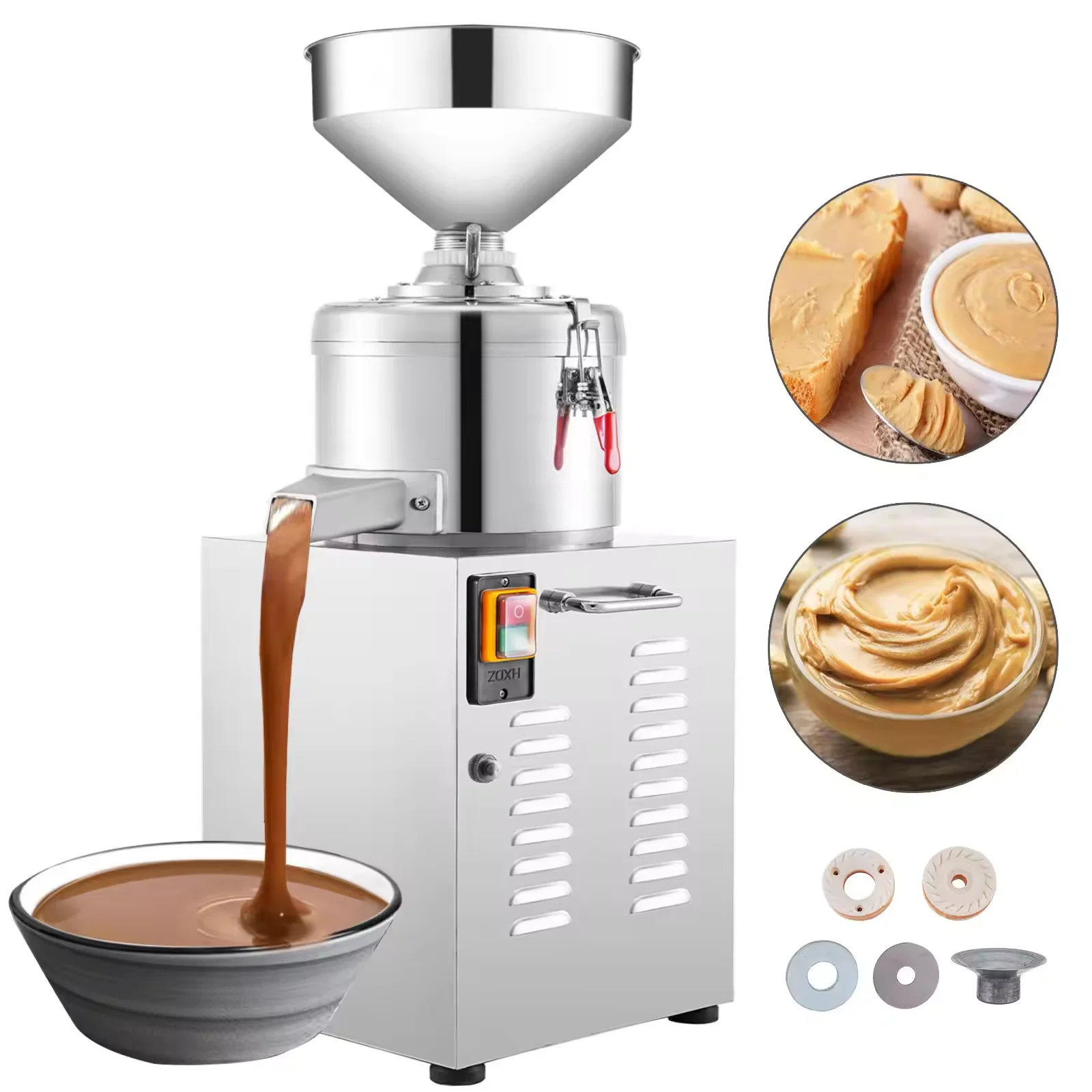 Large Capacity Multi-functional SS304 Nut Butter Machine Industrial Automatic Electric Heating Peanut Butter Grinder 300kg/h
