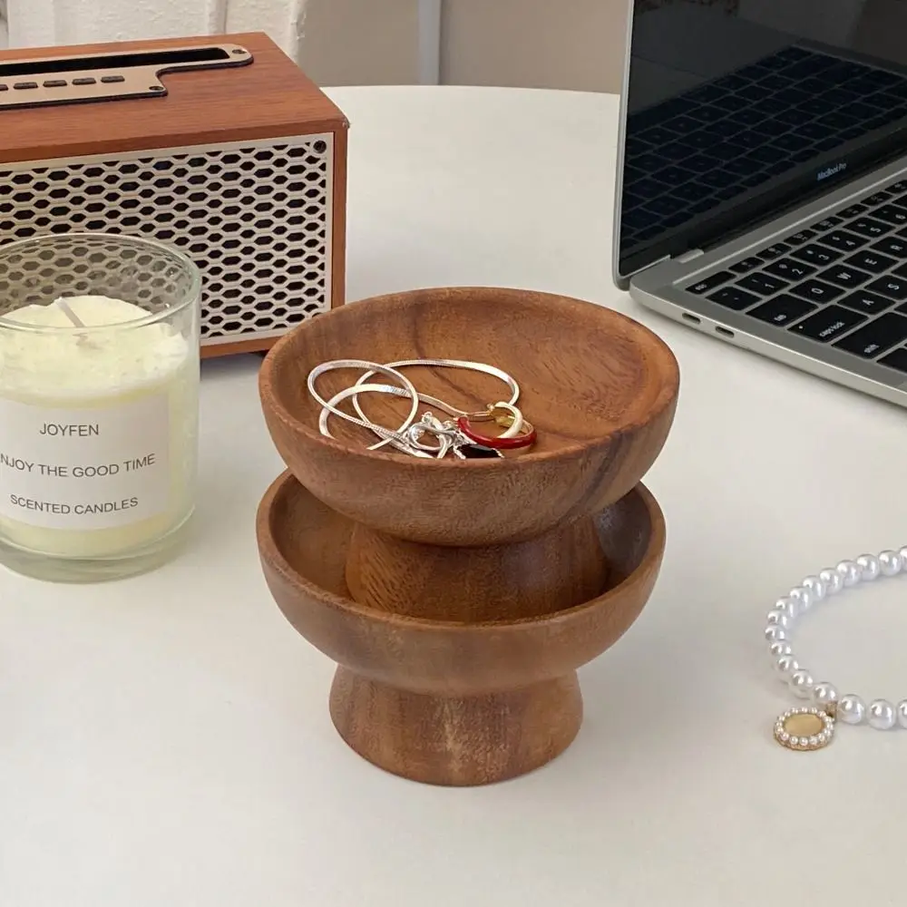 Retro Wood Jewelry Display Tray Tall Tray Irregular Shape Jewelry Storage Tray Ear Studs Case Dim Sum Tray Wooden Fruit Tray