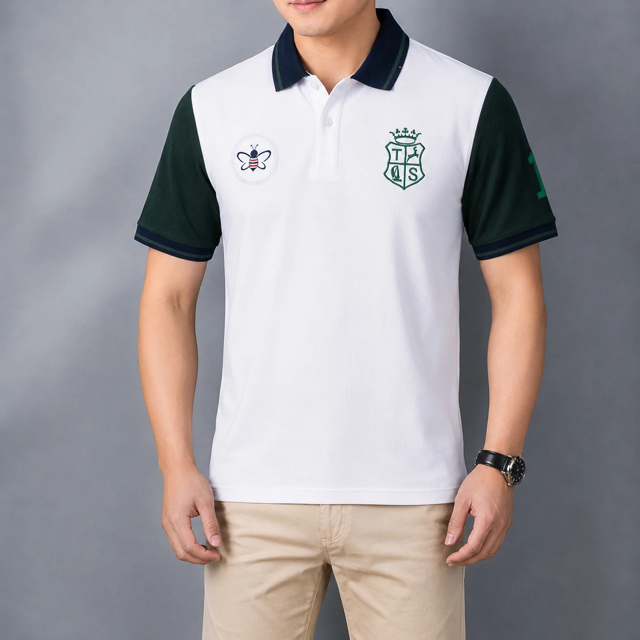 New TS Men's Polo Shirts Short Sleeve Embroider Collar Tee Shirts Male Clothing US SIZE