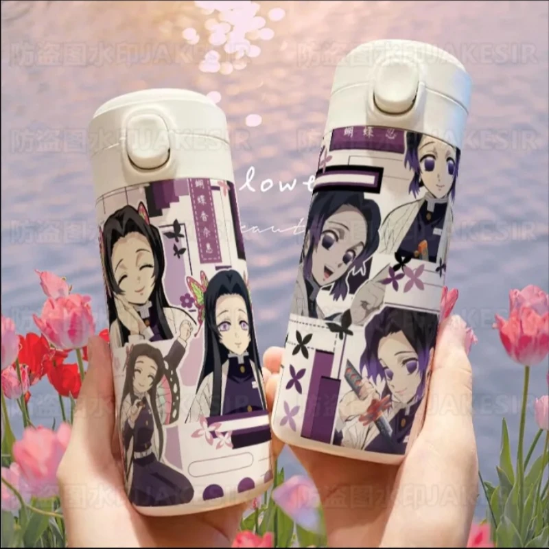 Demon Slayer Kochou Shinobu Kochou Kanae Water Bottle Anime Peripheral Cute Cartoon Large Capacity Thermos Cup Kawaii Water Cup