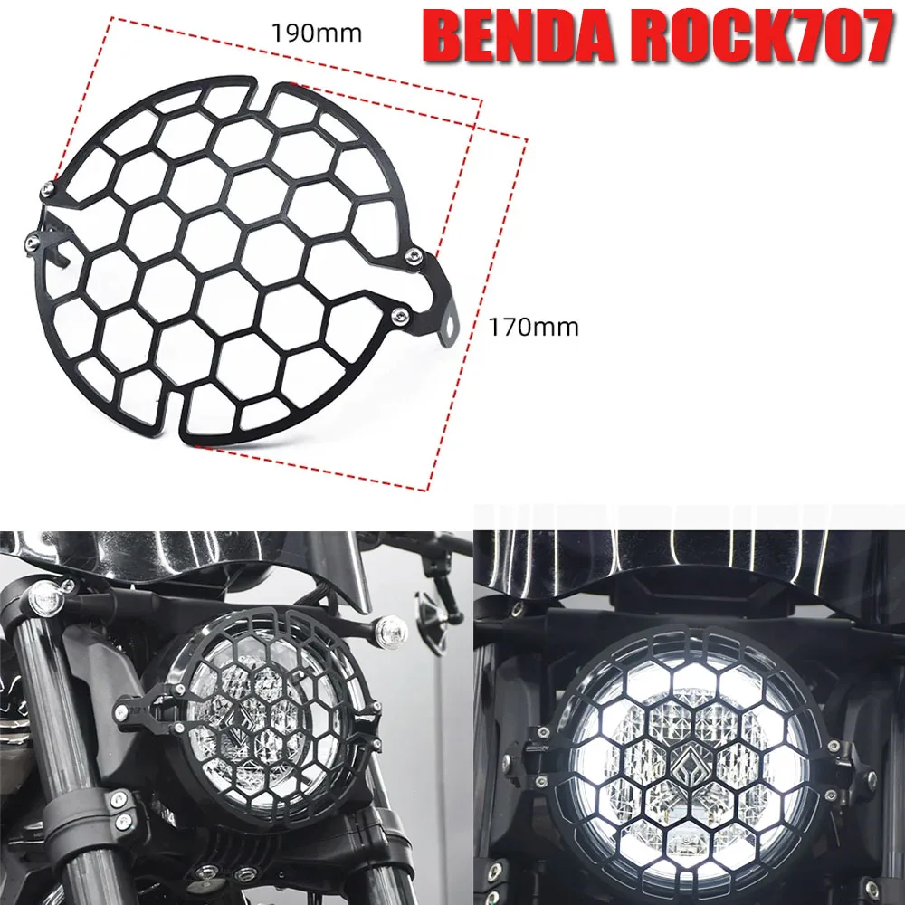 For BENDA ROCK707 Retro Headlight Cover Protector, Aluminum Alloy Honeycomb Headlight Protector