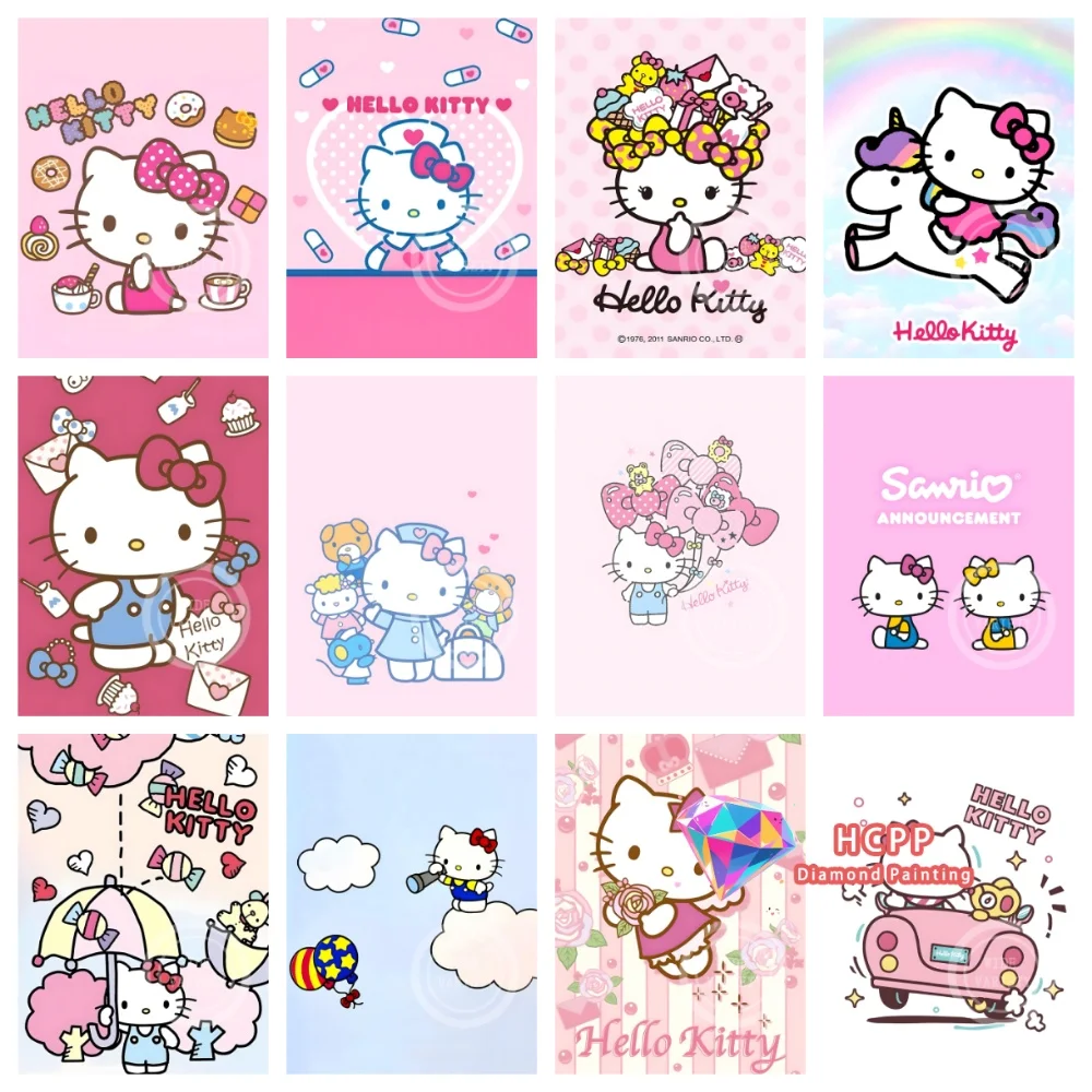 

Cute Cat Hello Kitty Cartoon Diamond Painting Kit Square Round Diamond 5D DIY Mosaic Handmade Art Unique Gift Crafts Home Decor