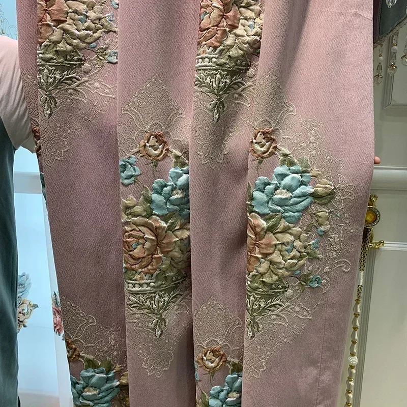 

European-style Chenille Luxury Jacquard Curtains For Living Room Bedroom Villa Customized High-end Embroidered Window Decoration