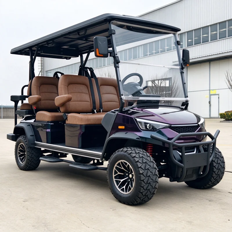 Golf Buggy 6 Seater Rear Storage Tray Lithium Powered Vehicle for Outdoor Activity Cart