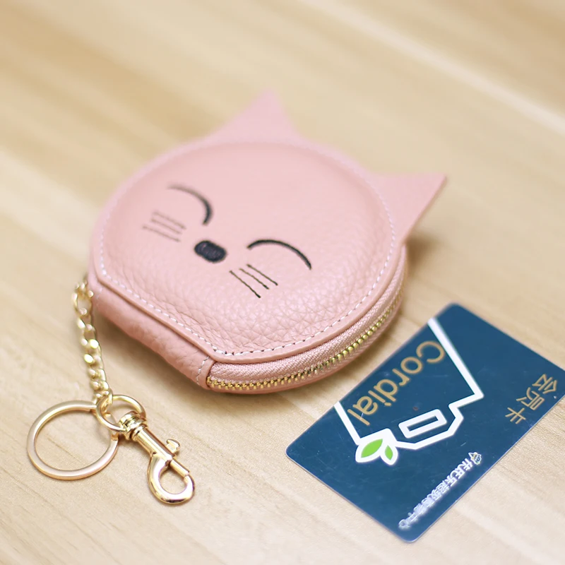 Creative Cartoon Genuine Leather Pendant Key Bag Creative Card Bag Leather Purse Zipper Hand Wring Lipstick CoinPurse