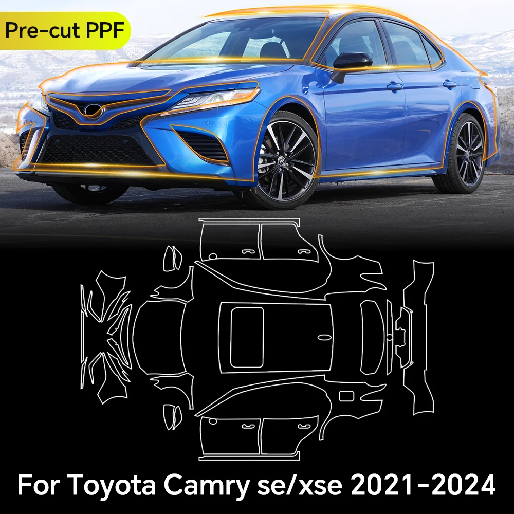 

Для Toyota Camry SE XSE 2021-2024 защитная пленка из ТПУ для краски, прозрачный бюстгальтер, кузов автомобиля, защита от царапин, предварительно вырезанный, устойчивый к PPF, невидимый комплект