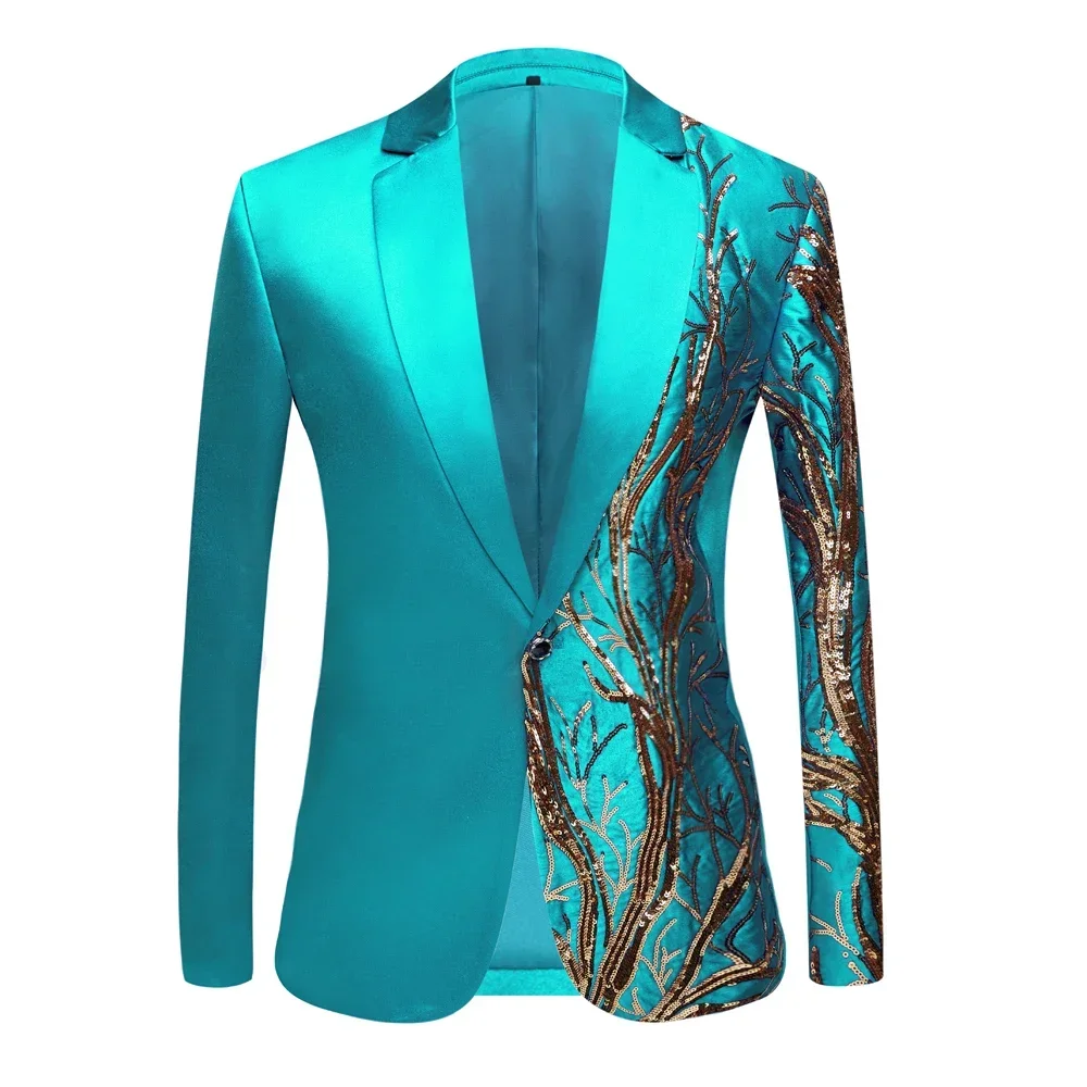 Traje bordado con lentejuelas para hombre, chaqueta de esmoquin brillante, Blazer con purpurina, trajes de fiesta de boda, trajes de escenario, club