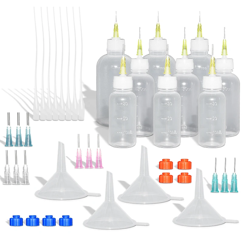 41Pcs/pack Fine Tip Glue Applicators Set Plastic Squeezable Dropper Bottles with Needle Tips Precition Tip Empty Applicator