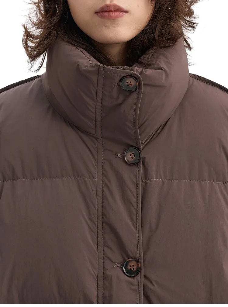 Women's Mid-Length Oversized down Jacket with Stand Collar, Warm Oversized Jacket Filled with White Duck Down, New Winter 2025 Model