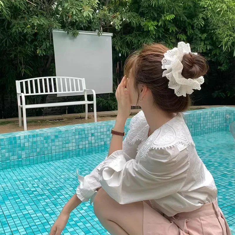 

Lace Scrunchies for Women Elastic Hair Bands Ponytail Holders Tie Solid Color Hair Hoop Scrunchy Rubber Bands Women Hair Ring