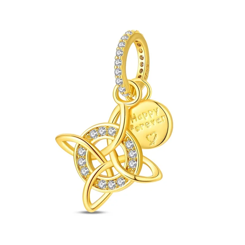 

2026 New 925 Sterling Silver Golden Romantic Freedom Eternal Charms Pendant Dangle Fit Original Bracelet DIY Women Jewelry Gift