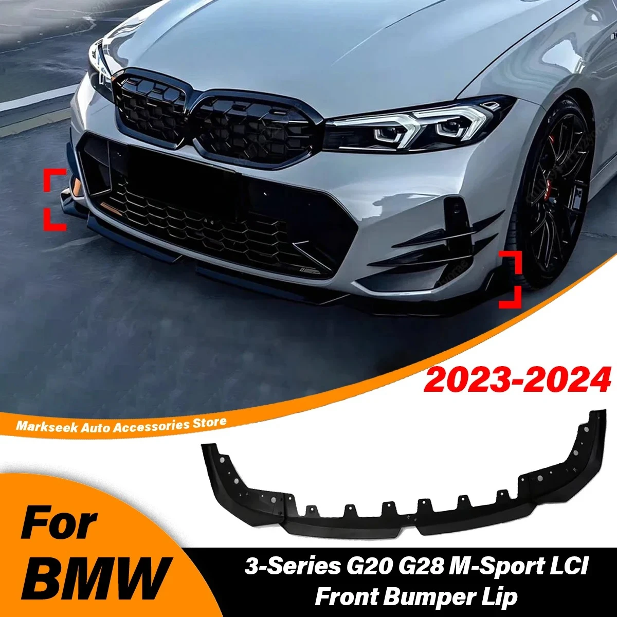 لسيارات BMW 3-Series G20 G28 320 325 330 LCI 2023 2024 MP نمط الجبهة حافة مصد السيارة مجرفة الفاصل الحرس حماية مجموعات الجسم الخارجية #1