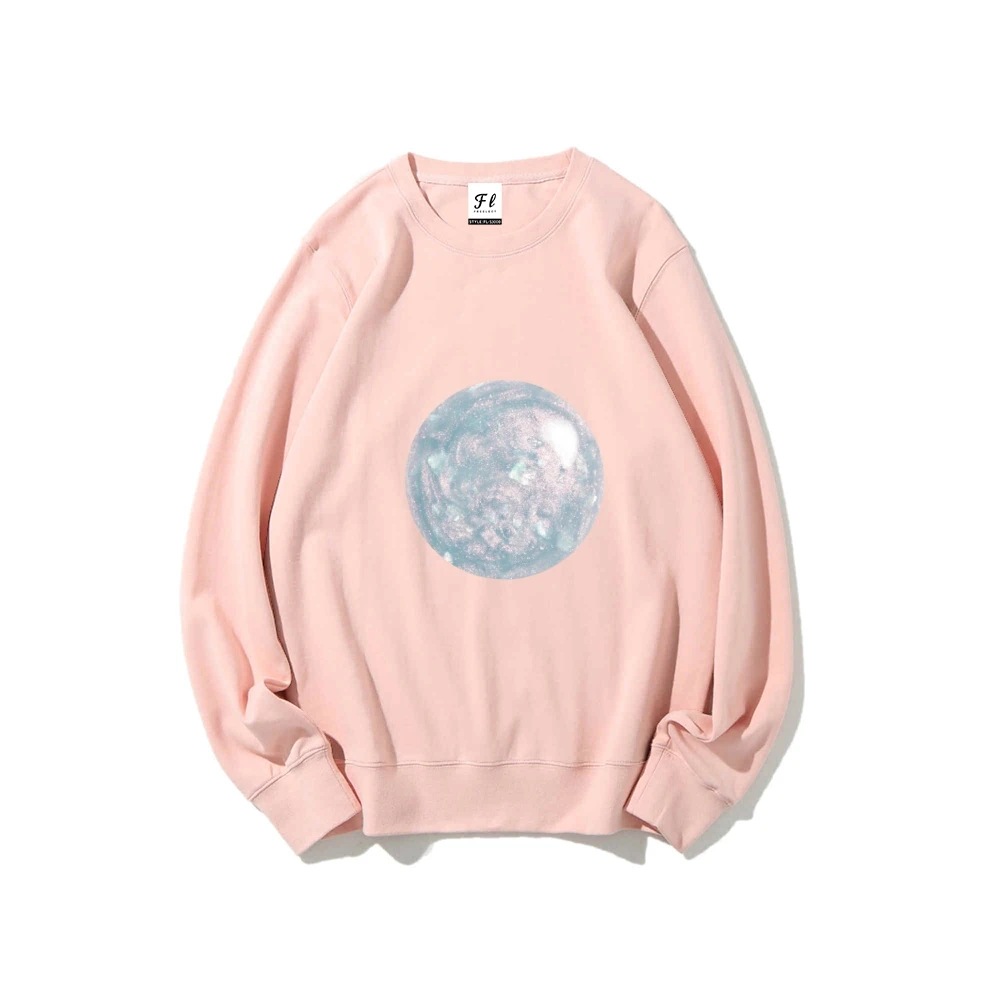 เสื้อสเวตเตอร์เสื้อลําลองหลวมขนาดใหญ่สตรีวินเทจผ้าฝ้ายพอดีสตรีลําลองสวมใส่ทุกวันสไตล์แฟชั่น Y2k Retro Moon