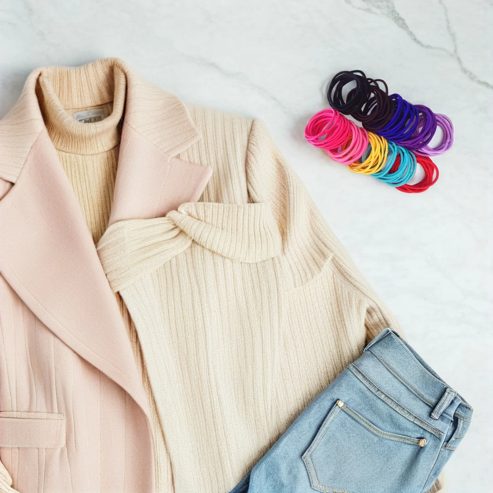 

50Pcs Ponytail Holder Hair Ties Nylon Rubber Bands High Elastic Metal Free Hair Rope Stretchy for Kids Adults Workout Braiding