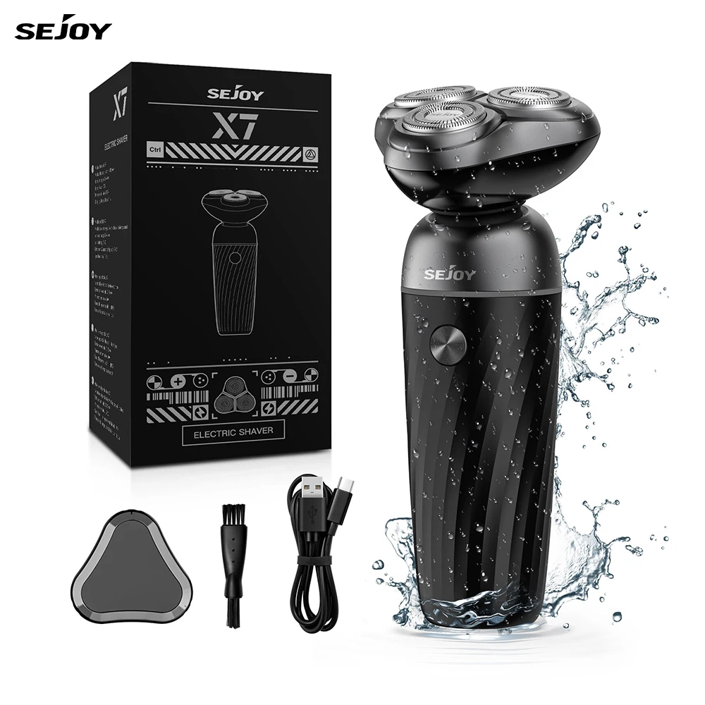 

Sejoy Electric Shaver For Men 3d Magnetic Detachable Head Wet & Dry Razor Ipx7 Home Travel Rechargeable Men's Electric Shaver