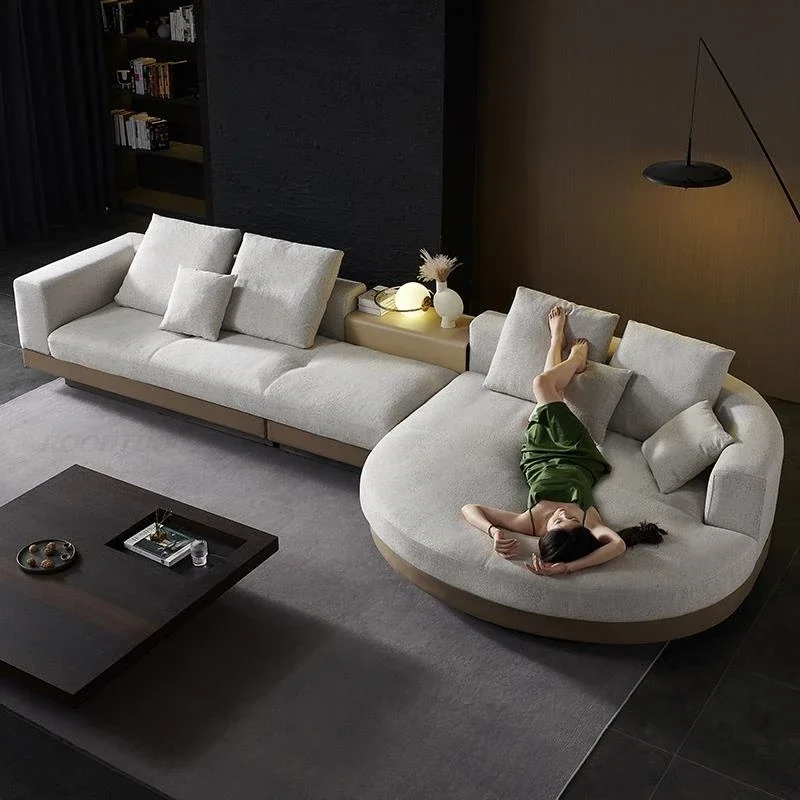 ZItalian Couch For Living Room Minimalist Cotton And Linen Fabric Sectional Sofa Large Flat Floor Designer Living Room SofasZ