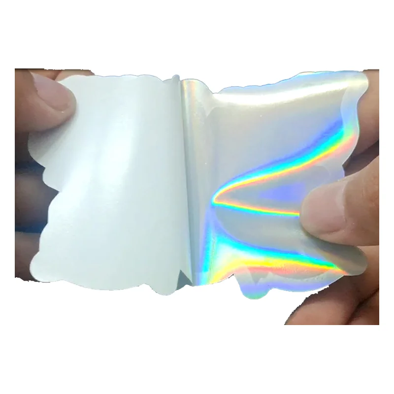 (0422-1) Adhesive Hologram Silver Sticker Label Custom Printing