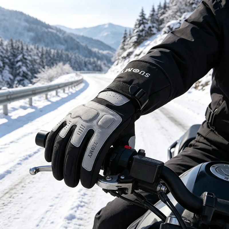 Winter Motorcycle Gloves Windproof Waterproof Touch Screen Full Finger Motorbike Riding Glove Anti‑Slip Protective for Men Women