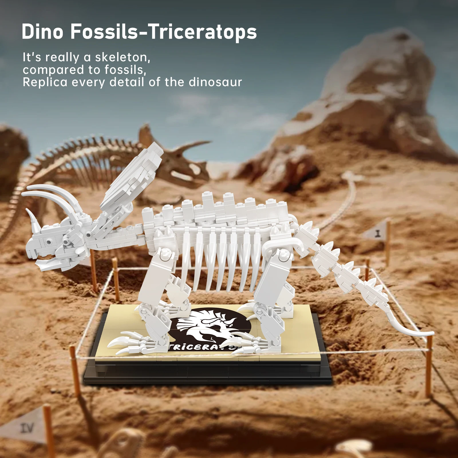 قالب الملك 29006 ترايسيراتوبس الأحفوري ديناصور الهيكل العظمي بنة نموذج 397 قطعة لعبة تعليمية للأطفال