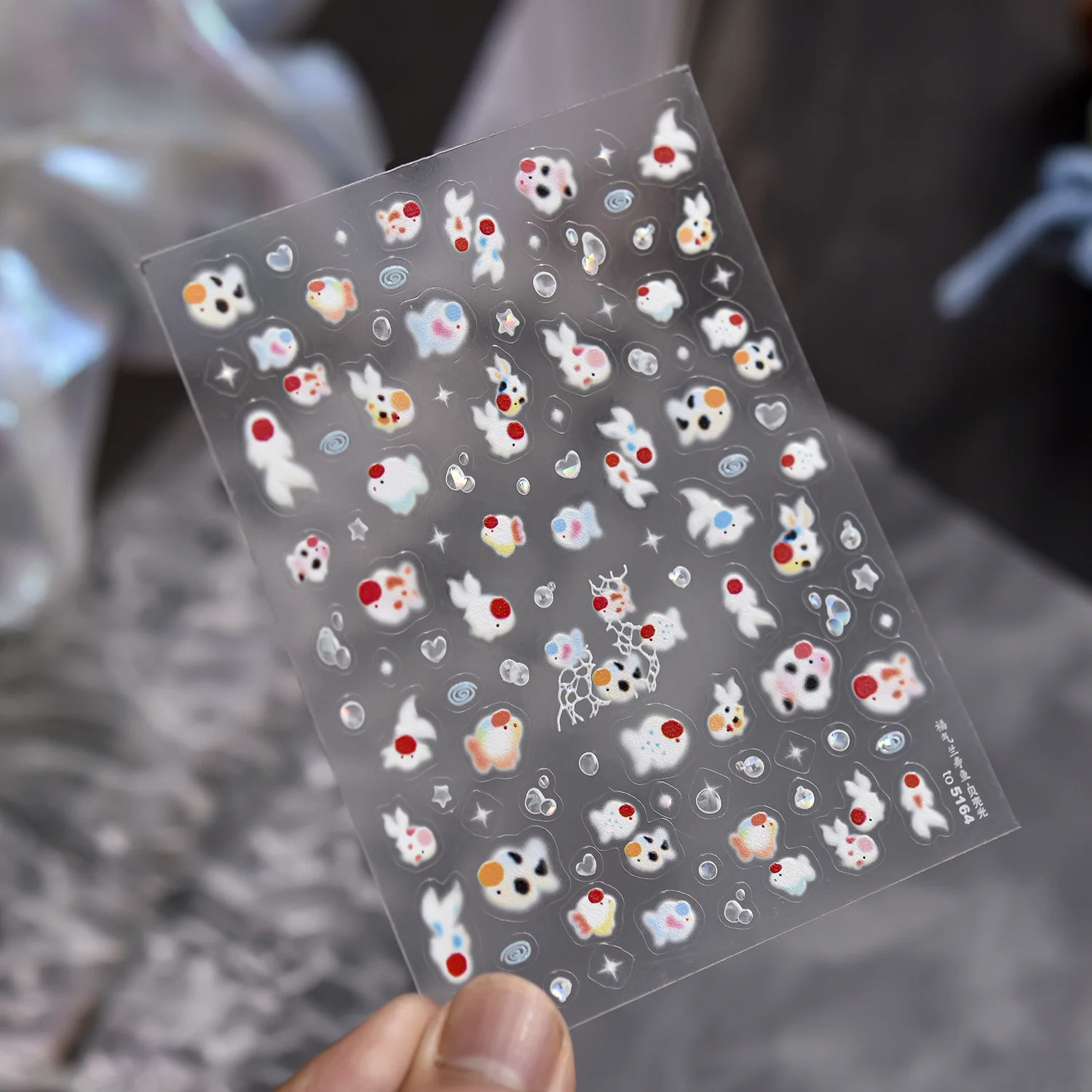 Lindo Flash pez gato burbuja pegatinas de uñas de alta calidad decoración de uñas para niños diseño de calcomanía herramienta de manicura T-5164