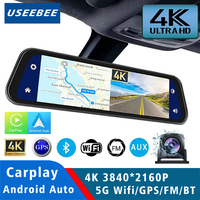 4K 2160P Car Dvr Carplay Android Auto Dash Cam Stream RearView Mirror GPS 5G WIFI FM Radio AUX Dashcam Car Camera Drive Recorder