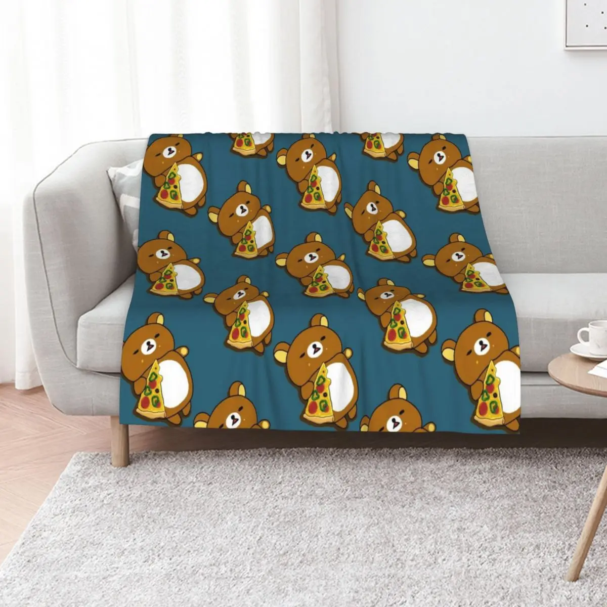Rilakkuma the Sleepy Pizza Bear Throw Blanket Hairy Blankets For Bed Sofa Throw Bed Fashionable Sleeping Bag Hairys Blankets