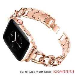 Slim Stainless Steel Strap For Apple Watch 6 8 SE 7 Band 45mm 38/41mm For Apple Watch Series3 4 5 40mm Strap Band Bracelet Belt