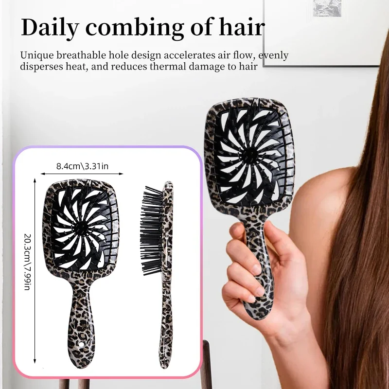 WANMEI Leopard Print Anti-Static Hair Comb: Scalp Massage Comb for Wet/Dry Styling - Salon/Barber/Home Use Boxed Comb