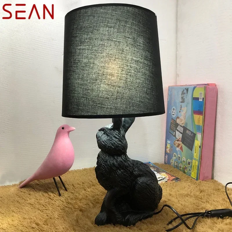 SEAN Nordic Table Lamp Modern Creative Resin Desk Light LED Rabbit Shape Decorative for Home Children Bedroom Living Room