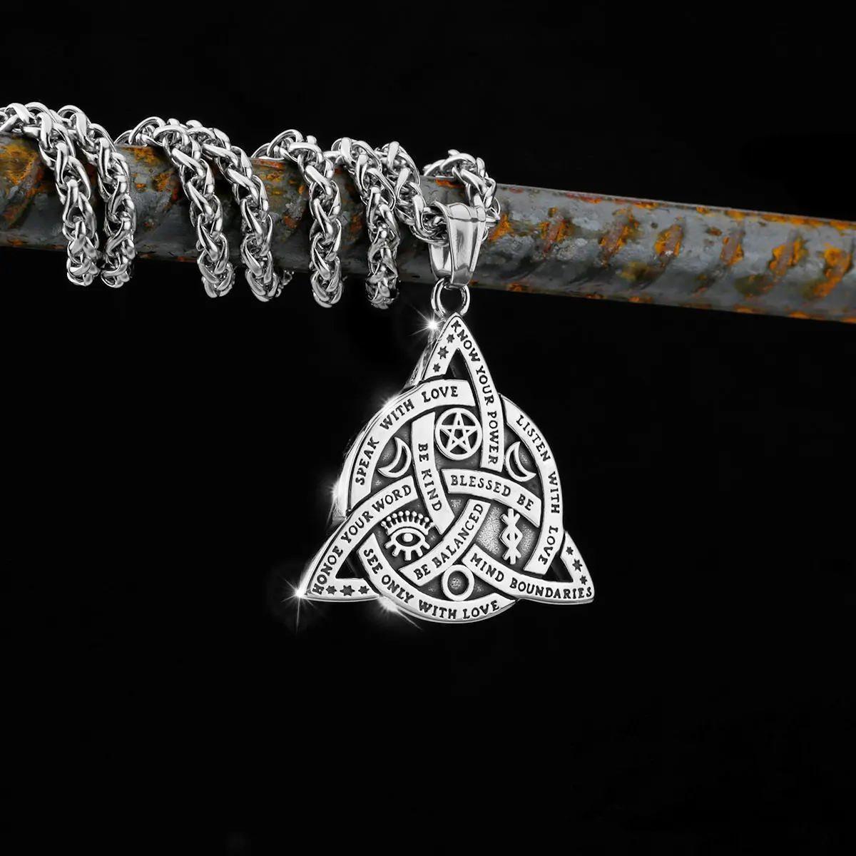 Viking Witch Celtic Knot Pendant Necklace Rune Stainless Steel Men Chain Odin Gothic Necklace Protection Amulet Jewelry Gifts