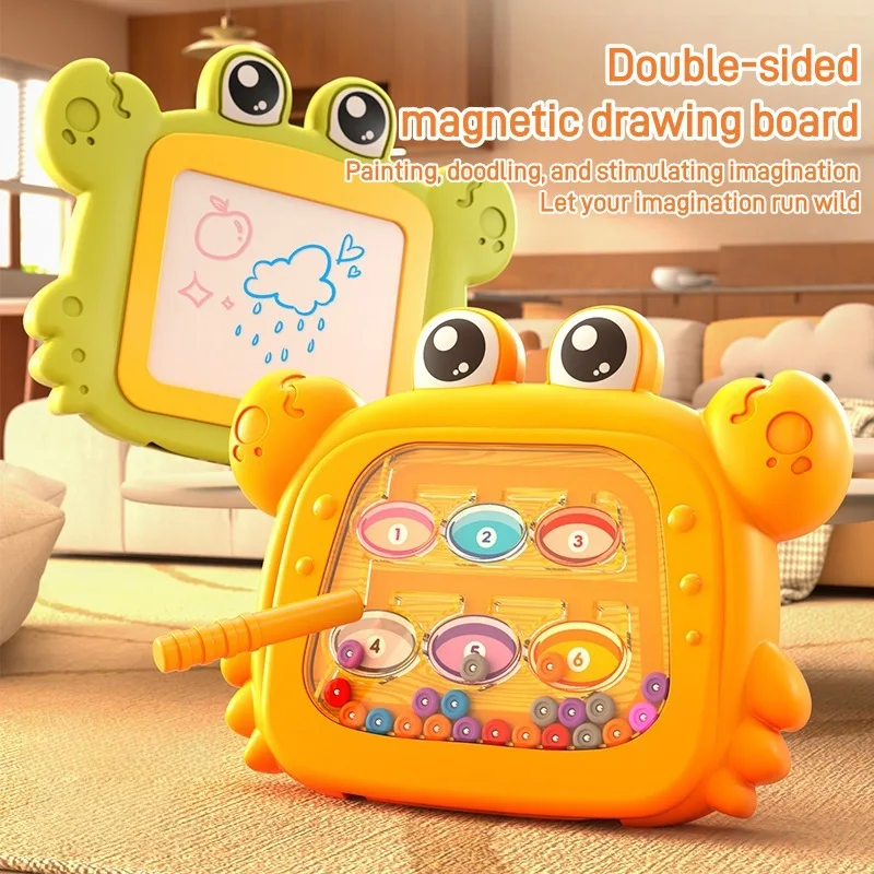 子供用磁気両面お絵かきボード、ペンコントロール論理的思考ペンマンシップ落書きボード、片面自己除去ビーズ迷路ゲーム、両面書き込みボードおもちゃ