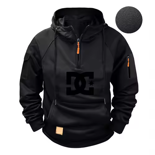 New men's fashion zippered pullover, long-sleeved sweatshirt, casual autumn sweatshirt, multi-pocket spring and autumn style - Image 11