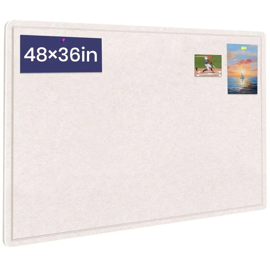 

Bulletin Board, 48 X 36 inches Felt Board Notice Pin Board, 4 x 3Cork Board Alternative for Wall, SelfAdhesive Vision Board Mood