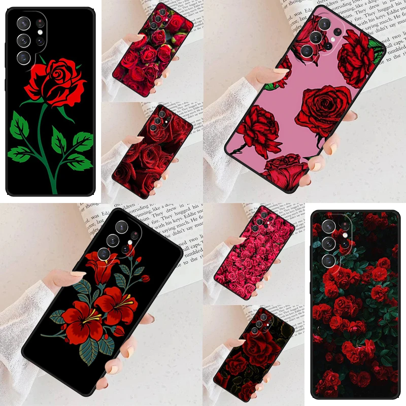 Red Rose Flower Cell Phone Case for Samsung Galaxy S26 Ultra S25 S24 S23 S22 S21 S20 Note10 Cover